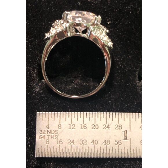 CZ Ring with Rhodium over 925 Sterling Silver teardrop Ring Size 6 - Picture 4 of 4